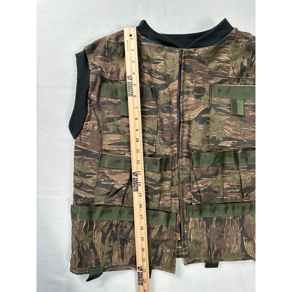 Smokey Branch Camo Cargo Utility Vest Men's Sleeveless Zip Up Pockets Hunting - Picture 11 of 12